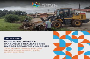 Mutirão de limpeza e capinação é realizado nos bairros Capauva e Vila Gomes