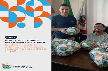 Novas bolas personalizadas foram adquiridas para os treinos da Escolinha de Futeboll