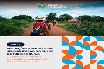 Inscrições para sensibilização do curso de Turismo Rural, do SENAR, já estão abertas